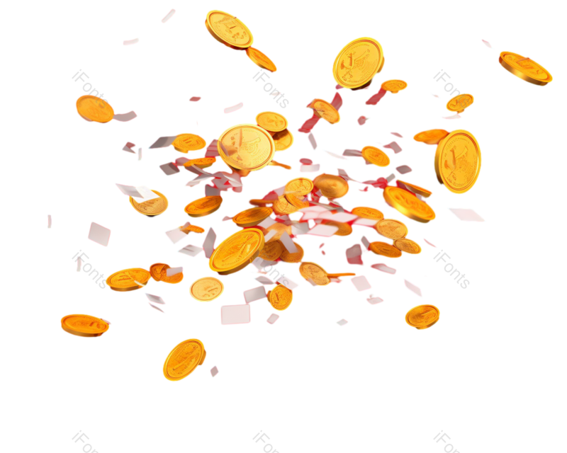 金币图片,喜庆元素,金币雨PNG,促销免抠素材